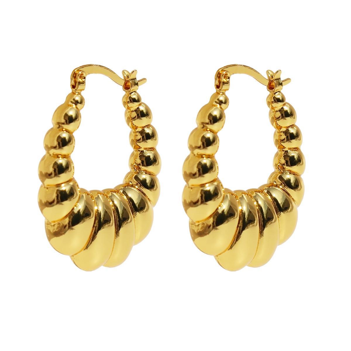 

Серьги-круассаны из золота в стиле ретро, медное покрытие, настоящее золото, полые металлические серьги-гвоздики 836