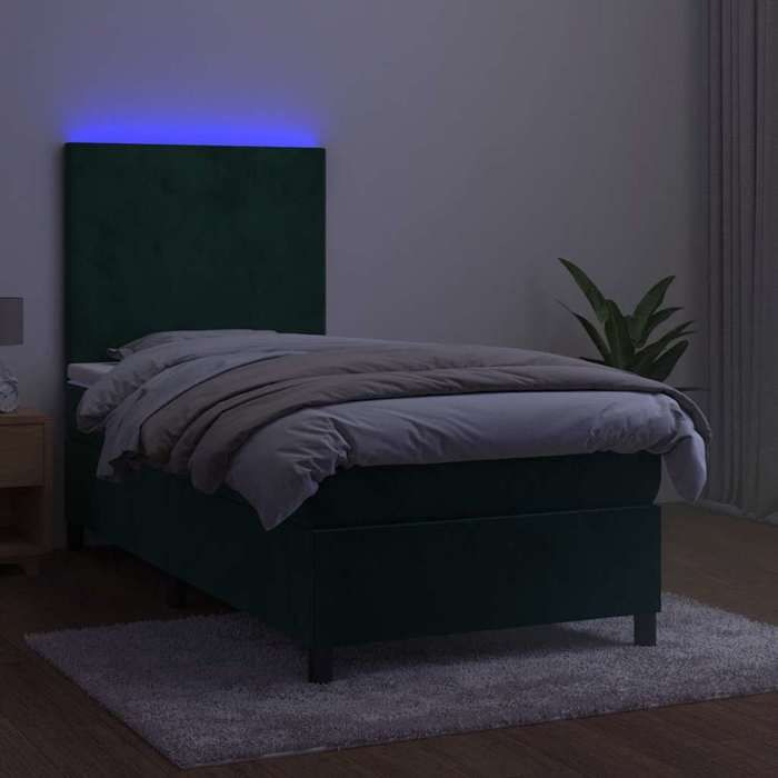 Maison Exclusive - Sommier à lattes de lit avec matelas LED Vert foncé 100x200 cm