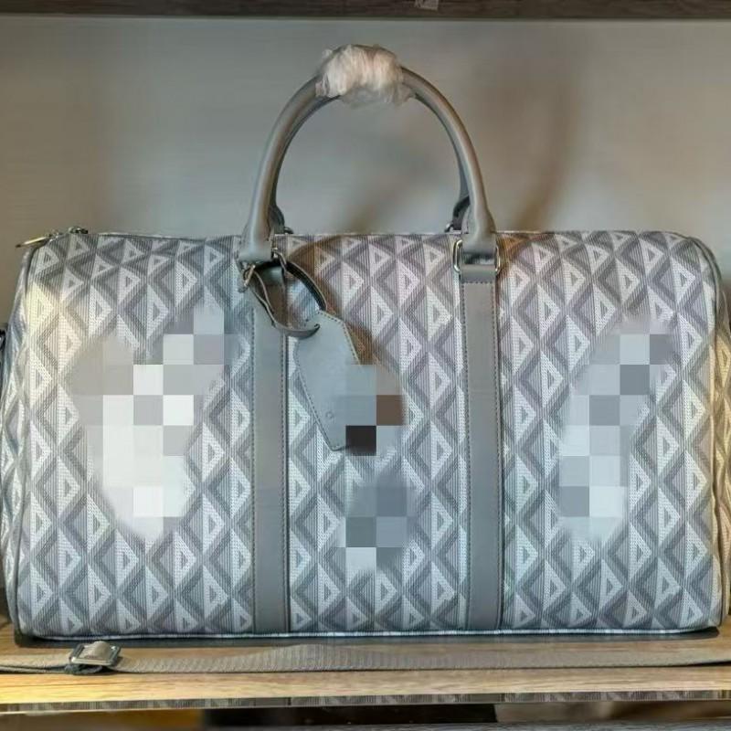 Large Capacity Travel Duffel Bag Men Plaid Waterproof Antibacterial 50x18x27cm 20-35L Casual Trip