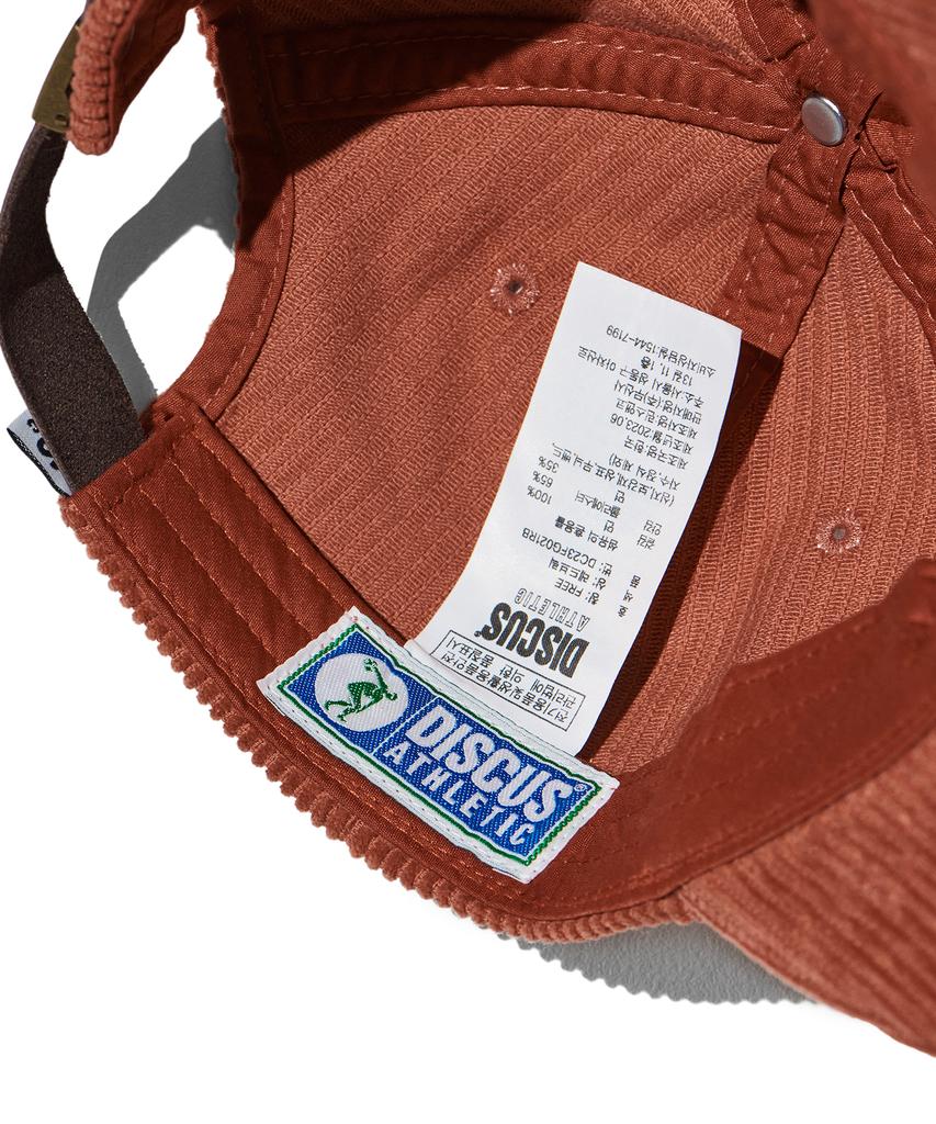 DISCUS ATHLETIC Logo 5-Panel Corduroy Cap Brick Red