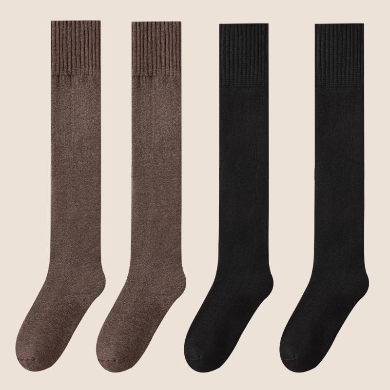 Winter Warm Over-knee High Socks Women Plush Home Sleep Floor Long Socking Jk Solid Soft Thigh Stocking Fluffy Socks 1/2 Pairs
