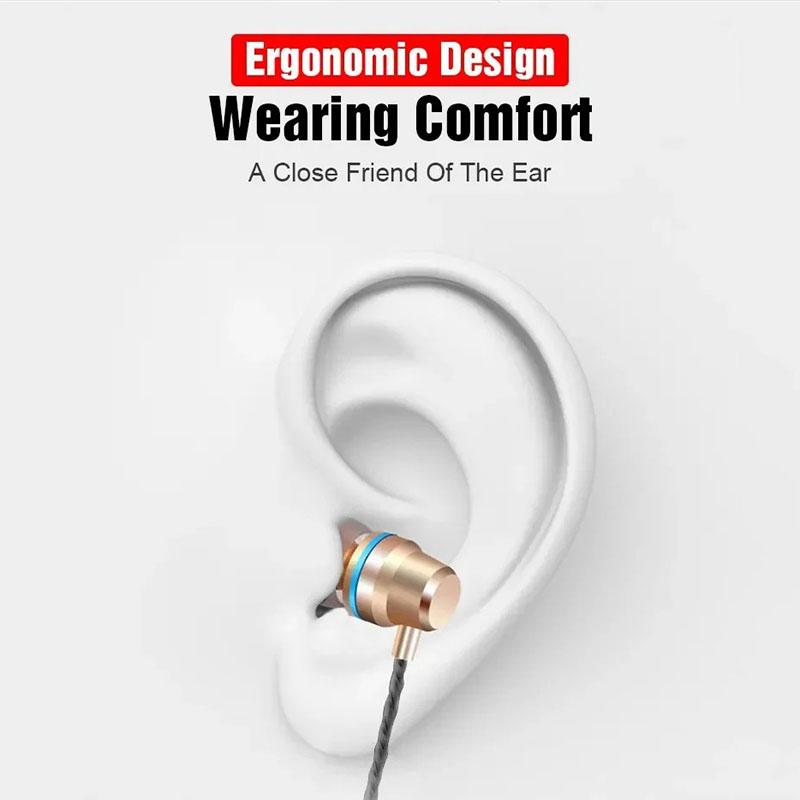 3.5MM Wired Metal Earphones HiFi Super Bass Stereo Music With HD Microphone Noise Cancel Headset In-Ear Earbuds