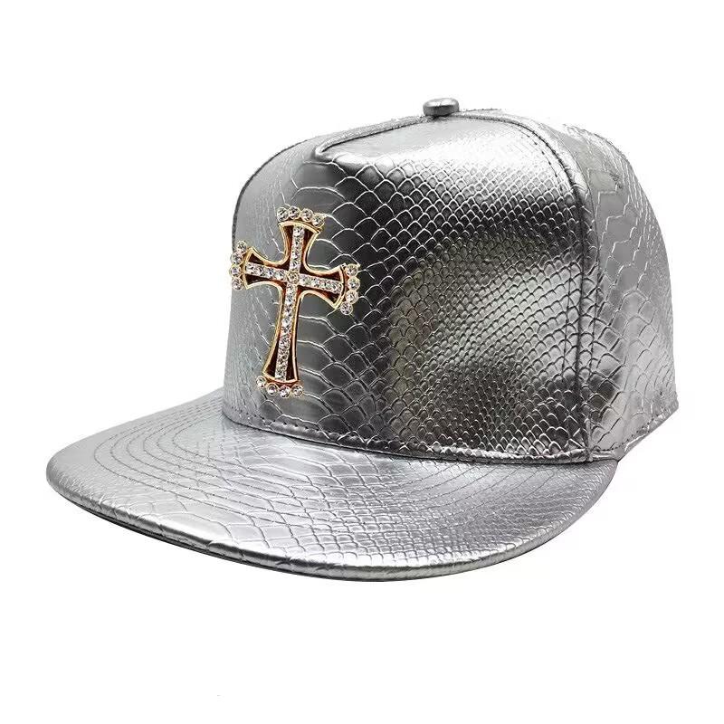 European and American new crocodile pattern PU leather baseball cap male trend hip hop skull flat brim hat street men and women