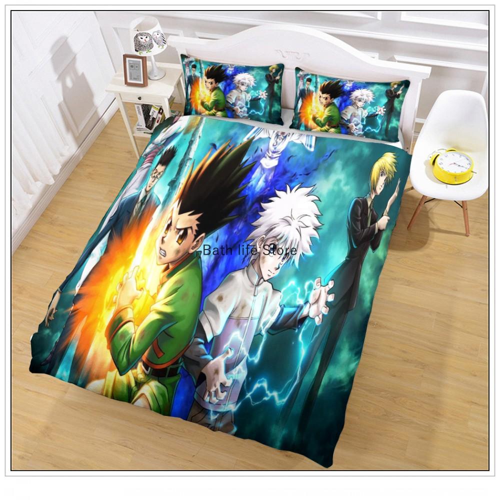 3D-Druck Anime Hunter X Hunter Bettwäsche-Set Hisoka Killua Zoldyck Charakter Cartoon Bettbezug-Set 2/3 Teile Geschenk für Kinder Jungen