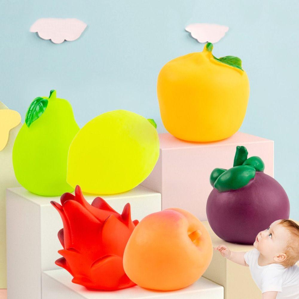 Sound Simulated Fruit Squeeze Toy Vinyl Fruit Play Water Bath Toy Children Adult