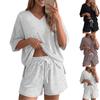 Women's Casual 2-Piece Short Sleeve Sports Outfit - V-Neck with Pockets, Loose Fit