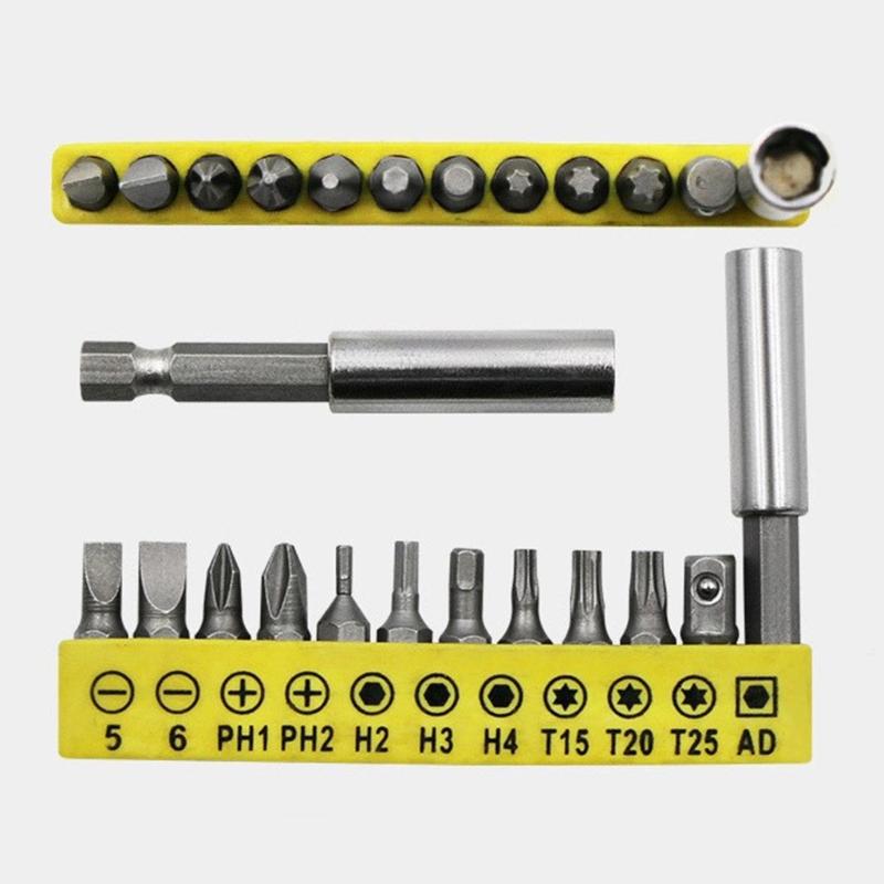 652F 12Pieces Screwdriver Bit Including 55mm Extension Rod Universally 1/4Inch Hexagonal Shank For Electric Tool