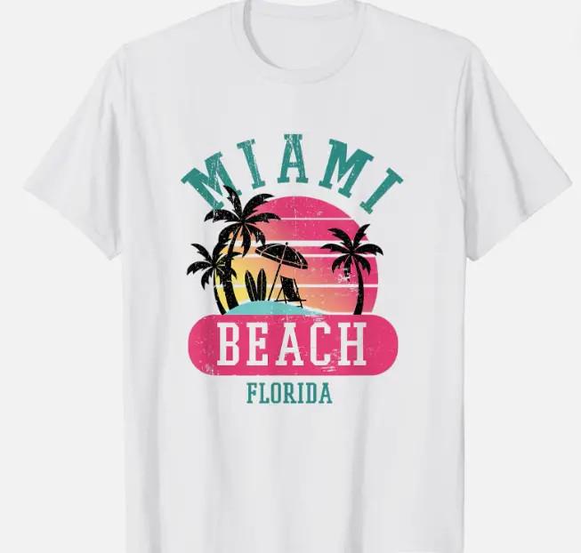 Retro Cool Miami Beach Florida Beaches Palm Gift Unisex T-Shirt Unisex T-Shirt S