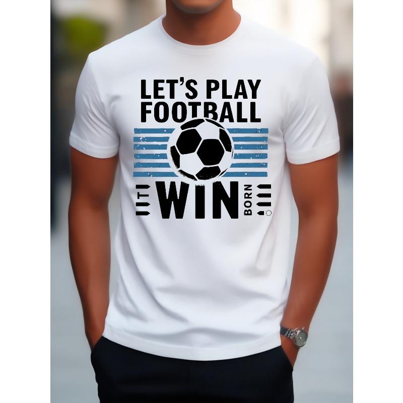 European sizes Men'S 2D Soccer T-Shirt | Retro Print, Casual Fit, Slight Stretch Fabric, Ideal for Sports and Outdoor Activities