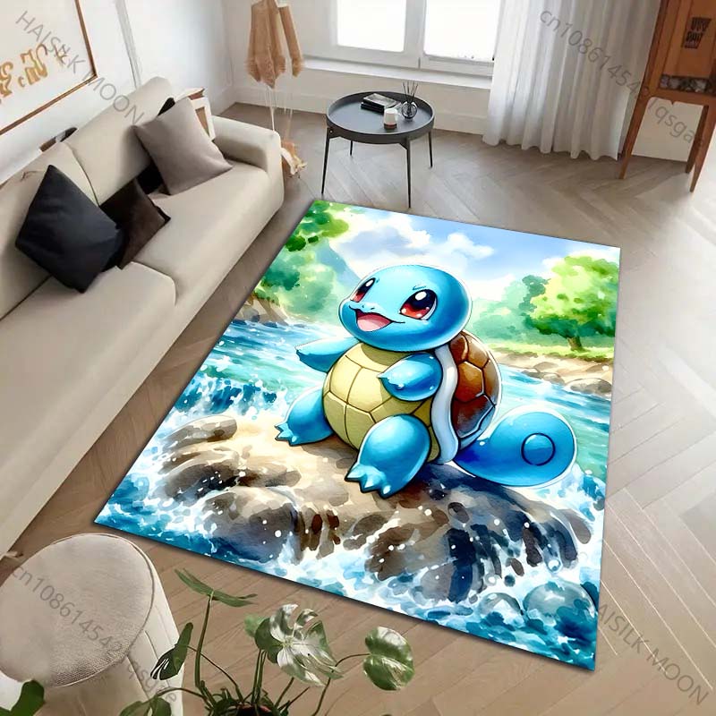 1PC Japanese Pokémon Squirtle Print Carpet for Living Room Bedroom Kid's Room Home Decor Area Rug Sofa Cloakroom Play Mat