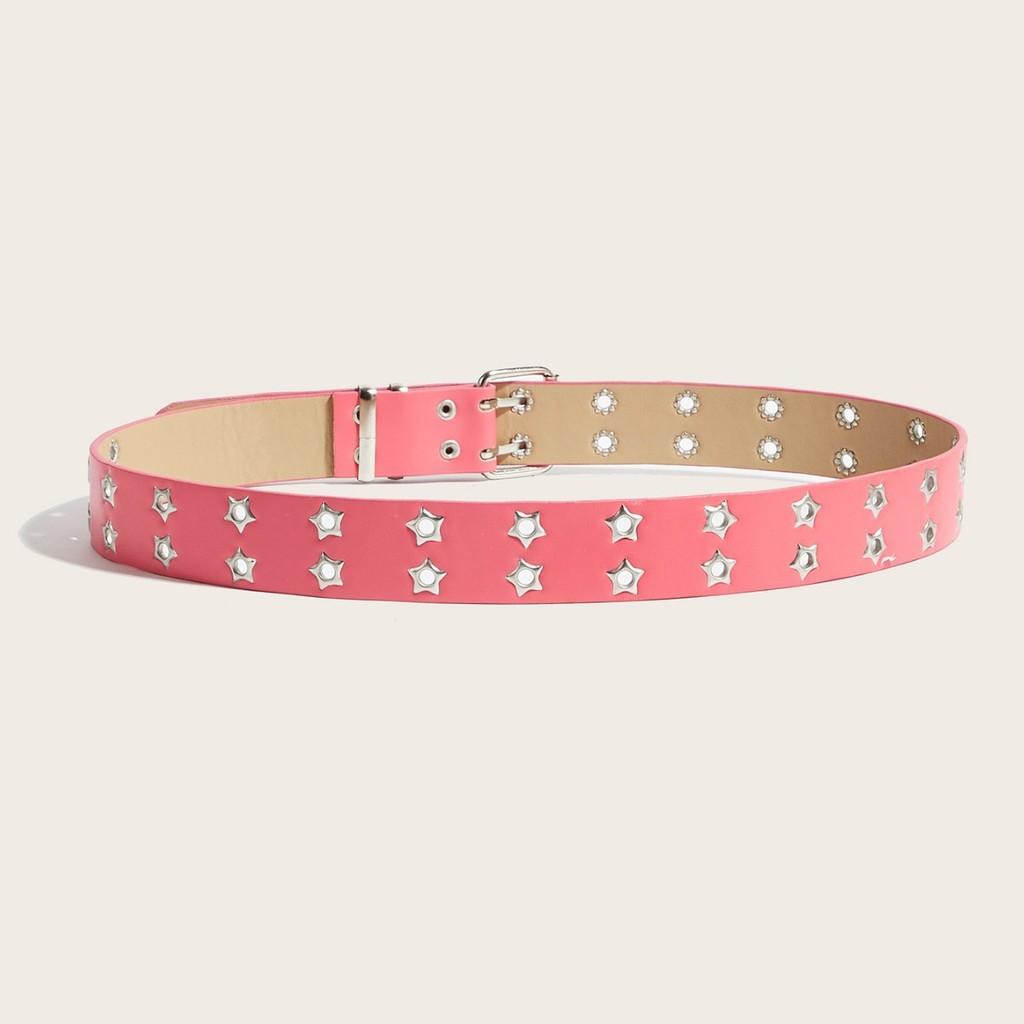 Punk Design Star Shape Pu Belt With Double Pin Closure For Street Style