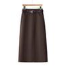 Falda Lápiz de Lana Marrón Línea A para Mujer - Elegante y Versátil Colección Primavera/Otoño 2026