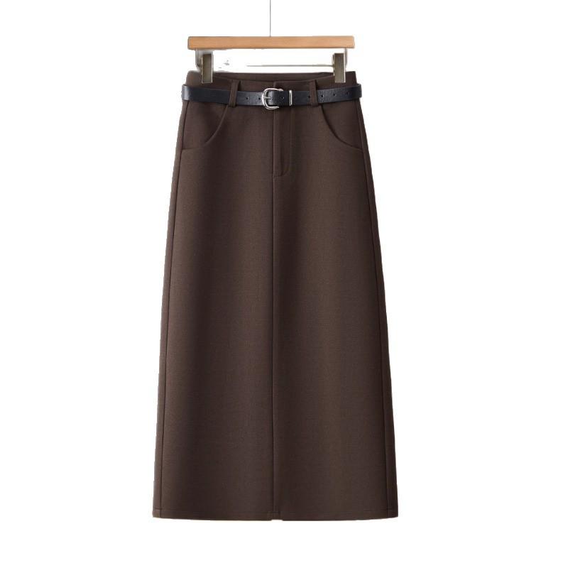 Falda Lápiz de Lana Marrón Línea A para Mujer - Elegante y Versátil Colección Primavera/Otoño 2026