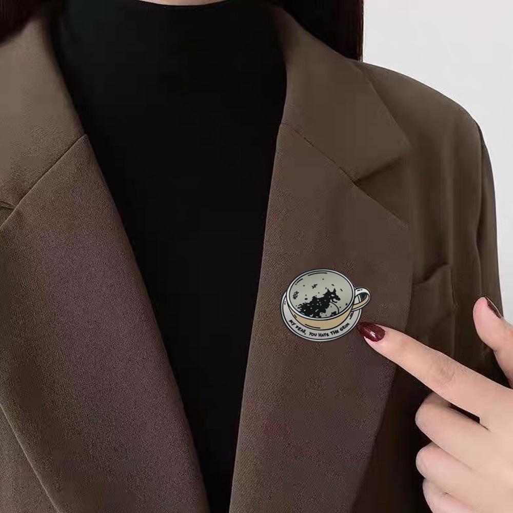Entrepreneurship Cartoon Coffee Cup Enamel Brooch Pin - Unisex Apparel Accessory Badge