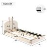 Rabbit Headboard Upholstered Bed, Children's Bed with Wooden Slats, Single Bed, Velvet, Beige, 90x200cm
