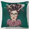 1pc, Women's Hairdresser Rose Pattern Decorative Polyester Pillowcase, Winter Christmas Decoration 45.72x45.72cm, Single-Sided Print, No Pillow Insert