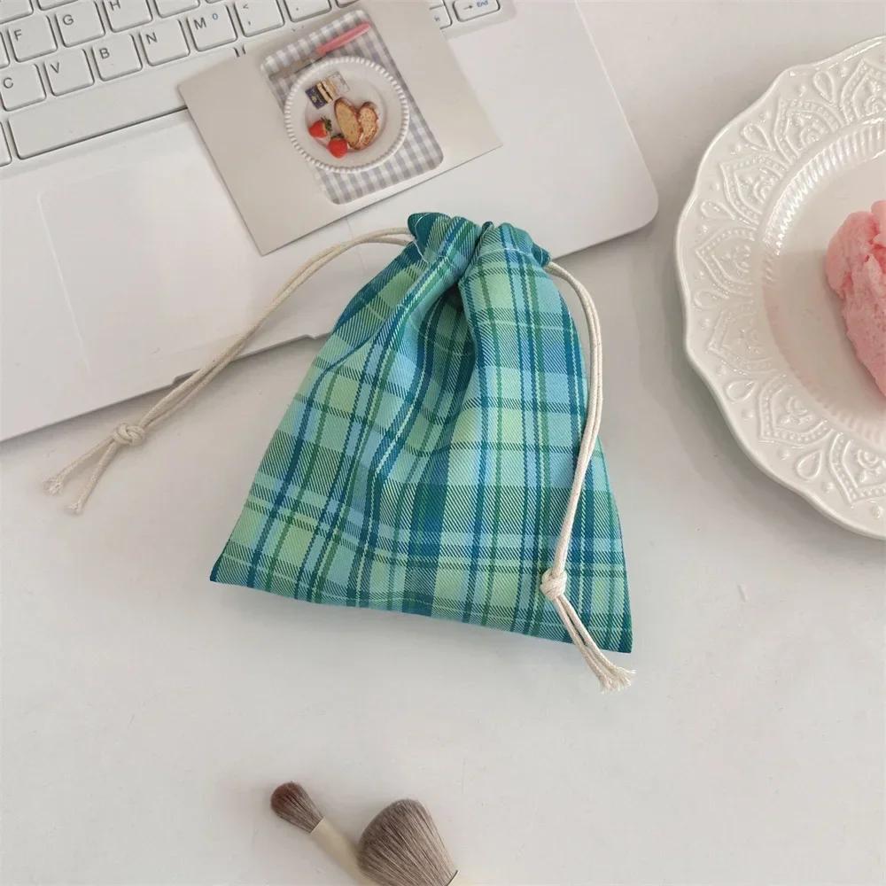 Borse Coulisse Stampa Quadrettata Borsa da Donna Portamonete Portamonete Borsa Porta Chiavi Rossetto Borsa Antipolvere per Gioielli Borse Coulisse