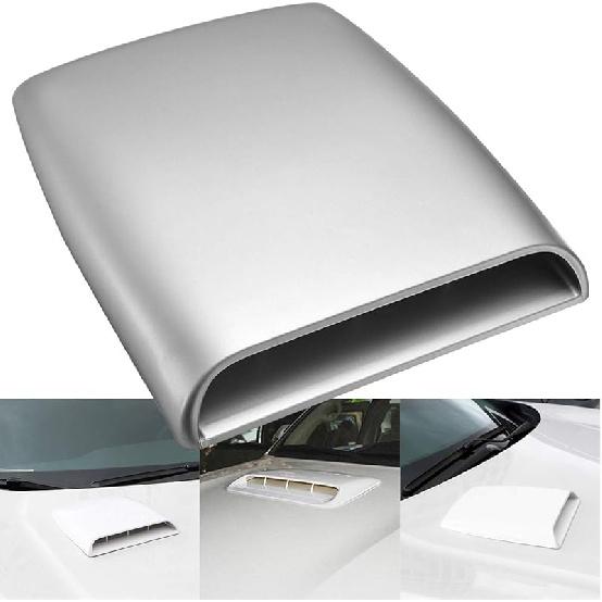 KATUR Universal Car Decorative Air Flow Intake Hood Scoop Vent Turbo Bonnet Cover White