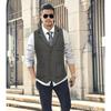 Men's Navy Blue Herringbone Tweed Suit Vest Vintage Notch Lapel Waistcoat for Business & Wedding