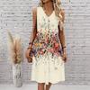 Plus Size V Neck Sleeveless Green Bamboo Valley Brook Print For Elegant Summer Daily Outfit