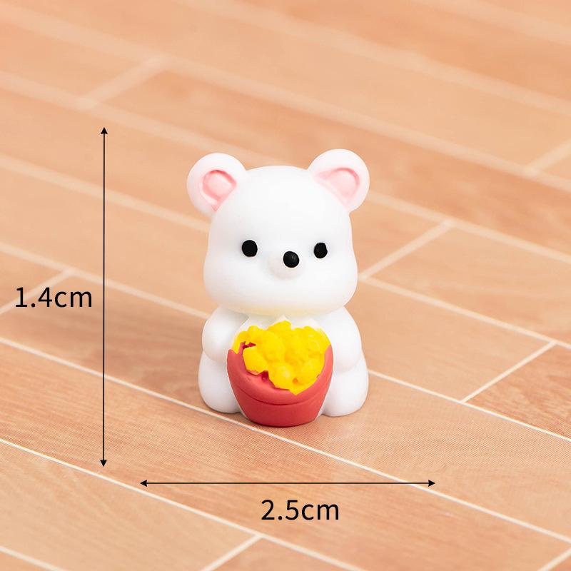 Kawaii Cartoon Cute Animal Resin Small Ornaments Creative Little Bear Doll Toys DIY Home Decoration Accessories Crafts Gifts