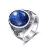 Vintage Sterling Silver 925 Ring with Large Natural Black Onyx Stone 10*14MM Oval Shape Fine Party Jewelry for Men.
