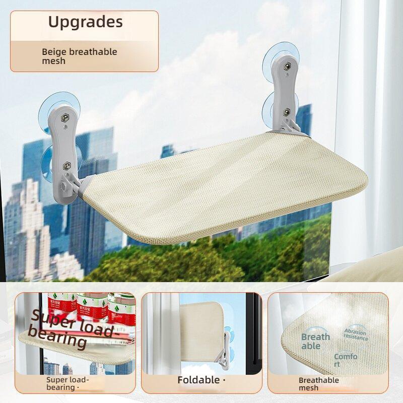 Foldable Cat Window Perch Cordless Cat Hammock Strong Suction Cups Breathable Scratch Resistant Cat Bed Sturdy Steel Frame