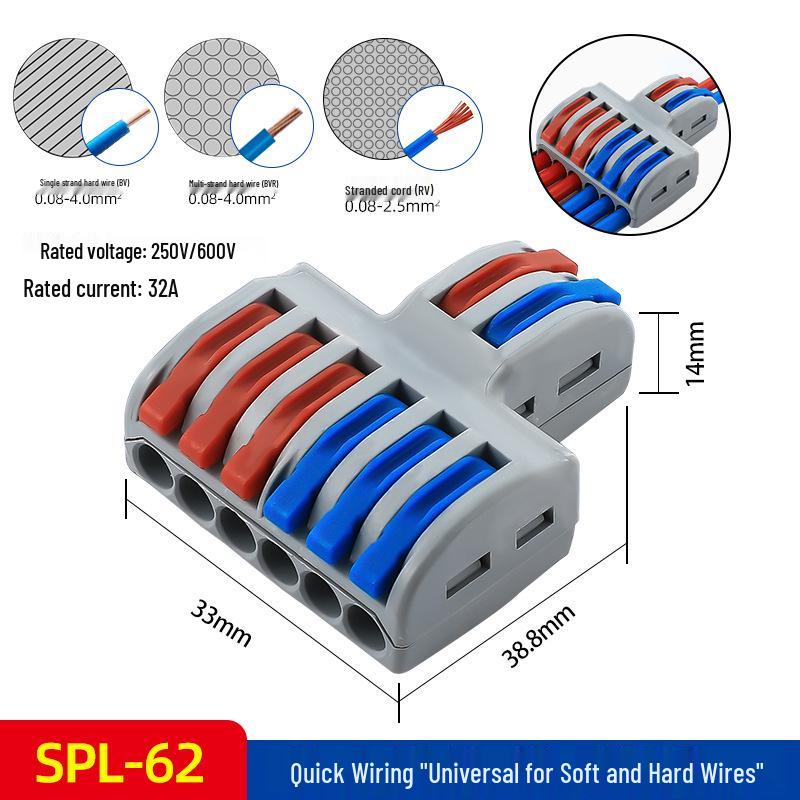 Quick Connector SPL-42/62, 2 In 2 Out Wire Terminal for Downlight and Household Solid