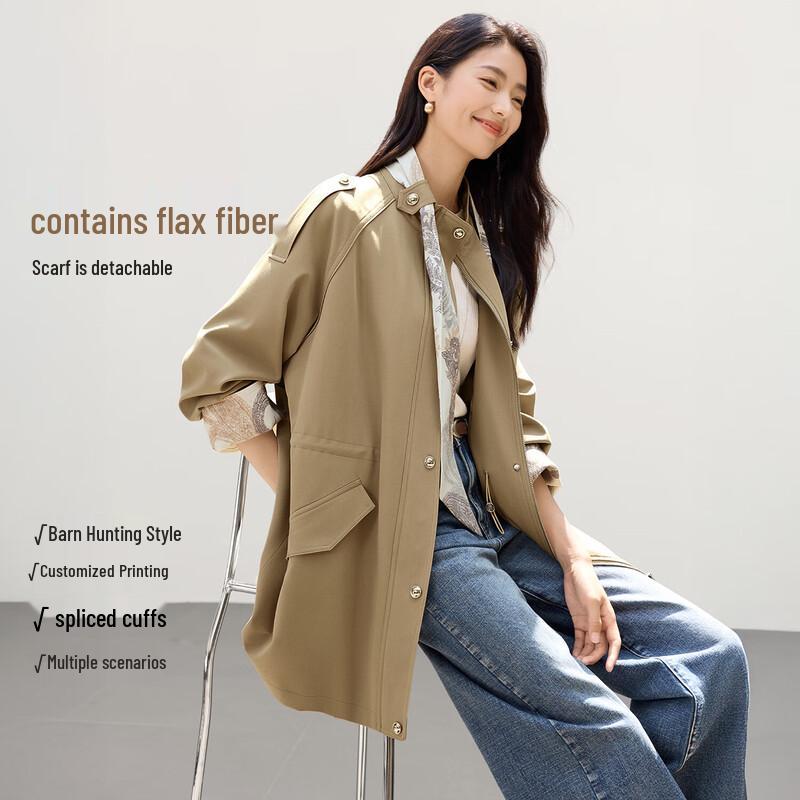 IHIMI Women s Barn Style Waist-Cinching Trench Coat XXL
