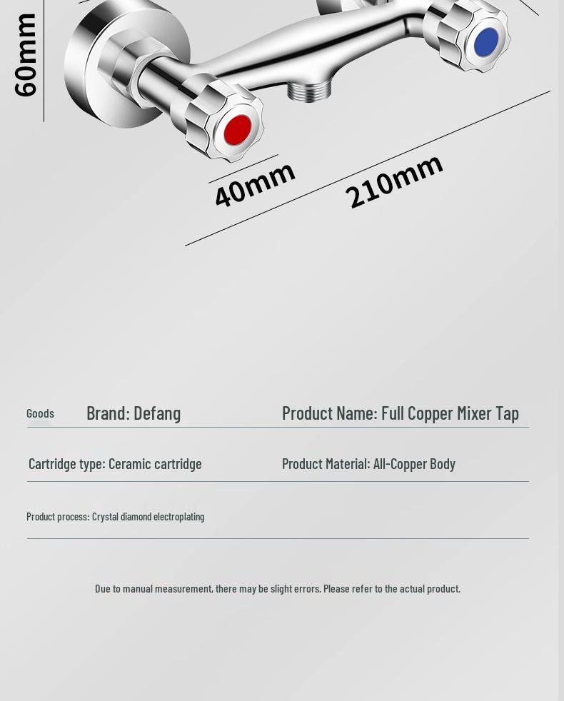Allcopper And Handle Dual Shower Bath Faucet With Hotcold Mixer Valve