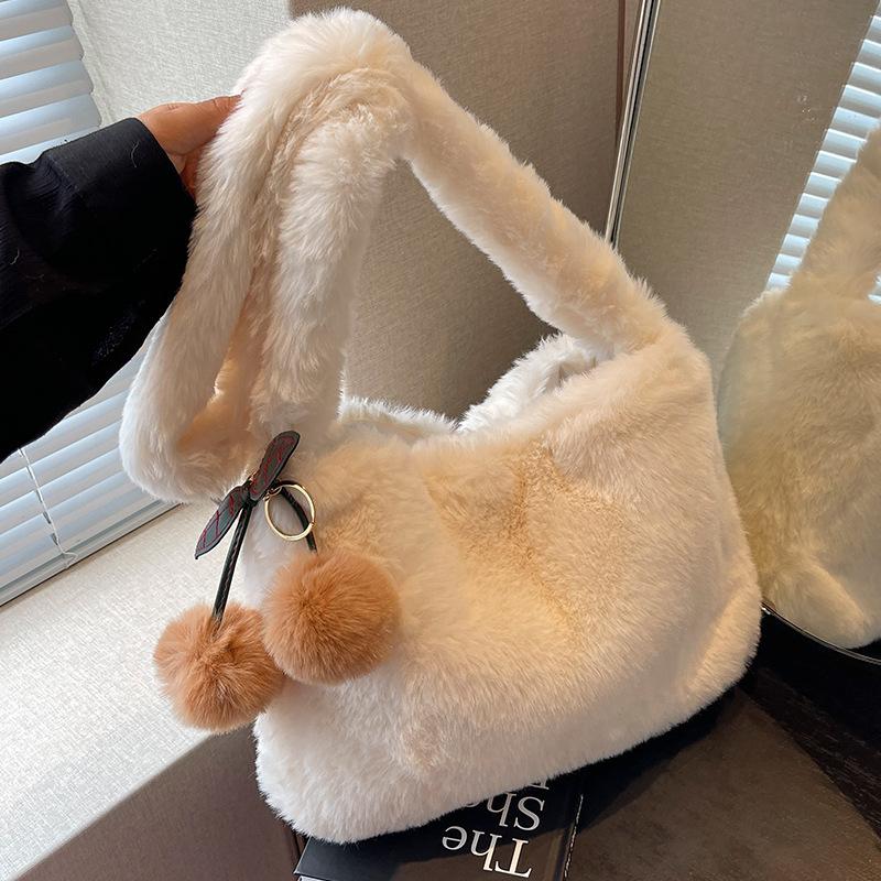 

Мила плюшева сумка-вишня Осінньо-зимова нова сумка-тоут на одне плече для жінок Висококласна пухнаста сумка кросбоді