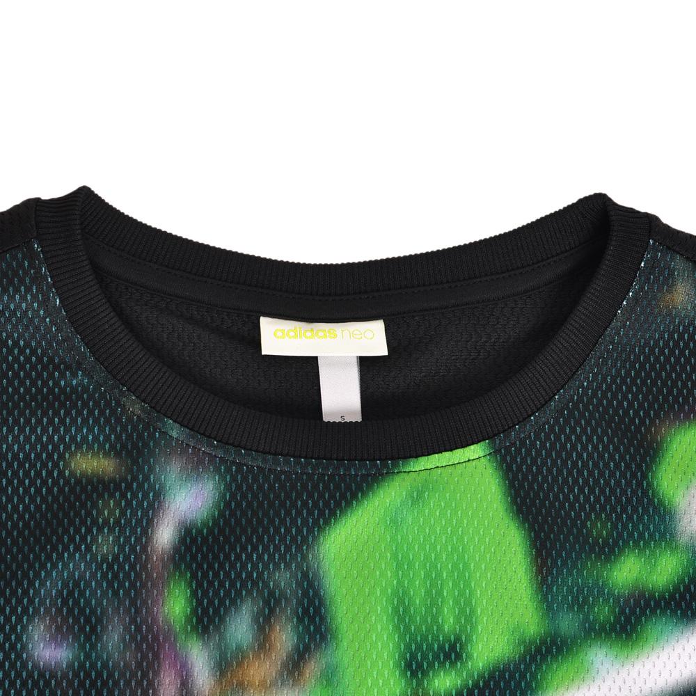 Adidas Neo Lifestyle Series Pattern Printed Crew Neck Pullover Long Sleeve Sweatshirt Men sweatshirt Black BK8021