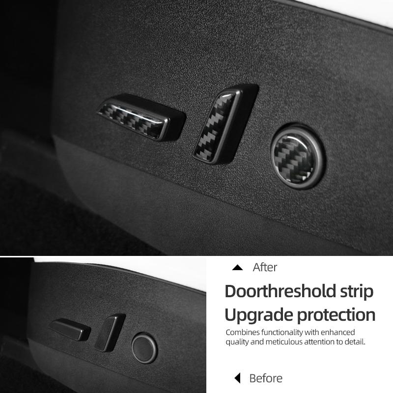 For Tesla Model 3 Model Y 2019-2026 Carbon Fiber Seat Adjustment Buttons Trim Protect Stickers Car Interior Tuning Accessories