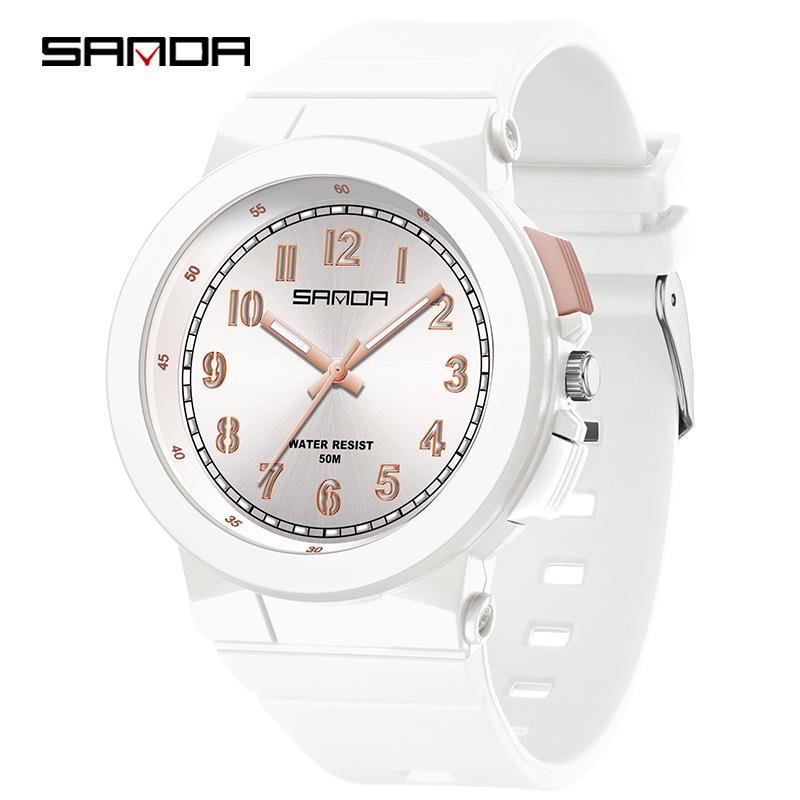 Sanda Trendy Luminous Waterproof Quartz Watch for Teens - Simple, Versatile Pointer Style.