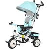 6-in-1 Children's Tricycle, Push Bar, Canopy, Harness, Storage Basket, 1-5 Years, Green