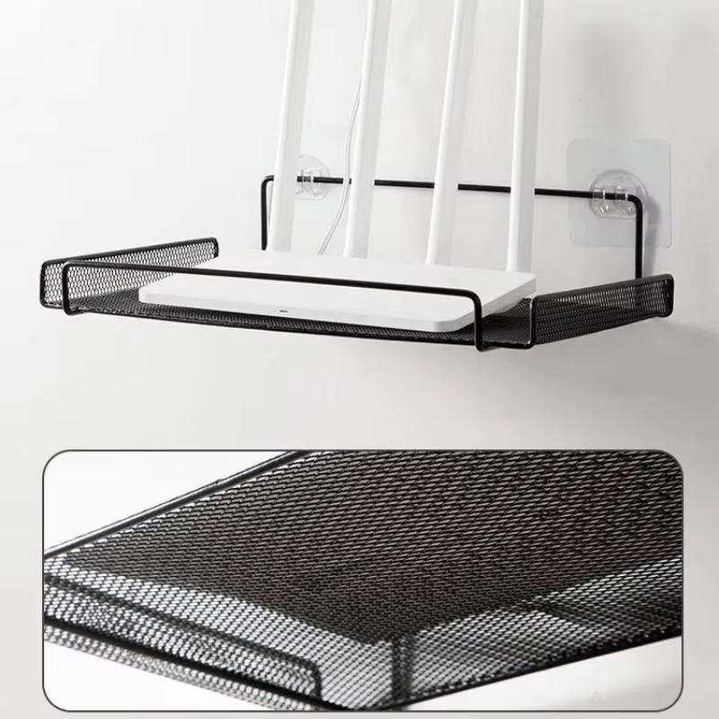 Metal Wall-Mounted Router Shelf No Drill Wifi Storage Organizer Home Bathroom Kitchen Shelf