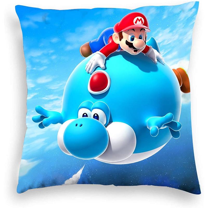 Super Mario Kissenbezug Mario-Themen Kissenbezug aus kurzem Plüsch Für Autodekoration Wohnzimmerdekoration 45*45cm