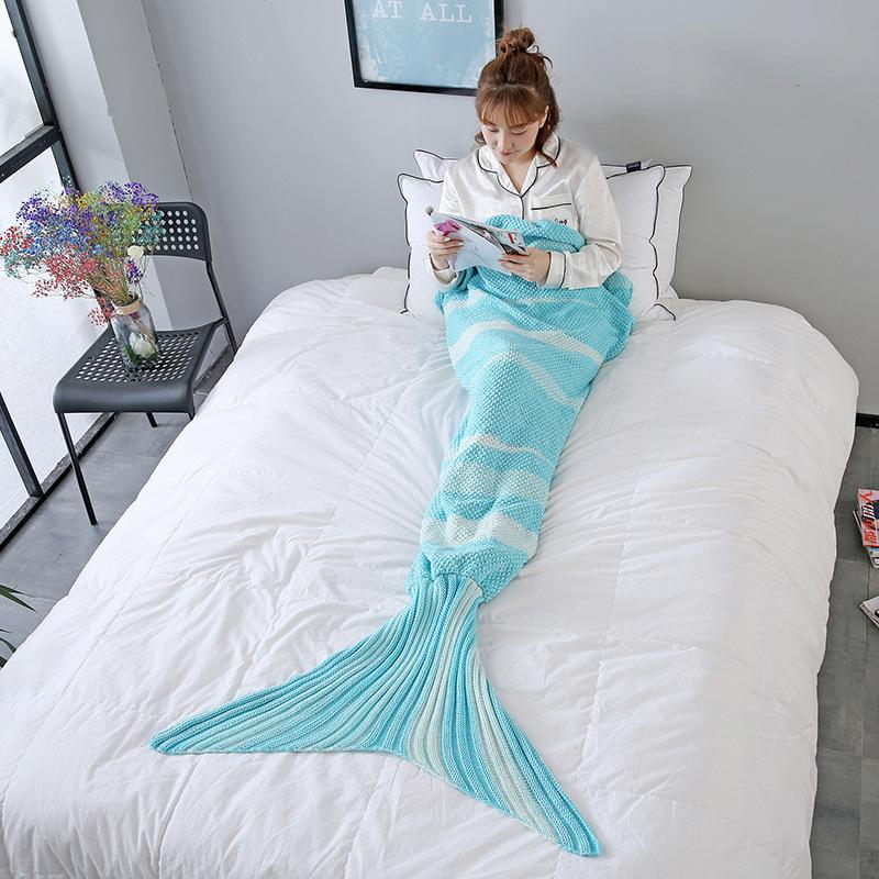 Girls' Mermaid Sleeping Bag Soft Adjustable Kids Blanket with Fish Tail Costume Photography Indoor Camping Air Conditioning Blanket