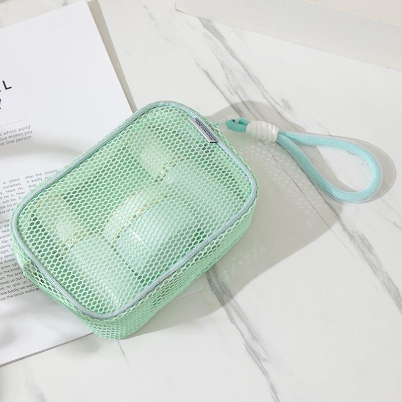 Dopamine Color Cosmetic Bag Portable Mesh Wash Toiletry Bag Multipurpose Travel Storage Bag Coin Purse Zip Large Makeup Bag