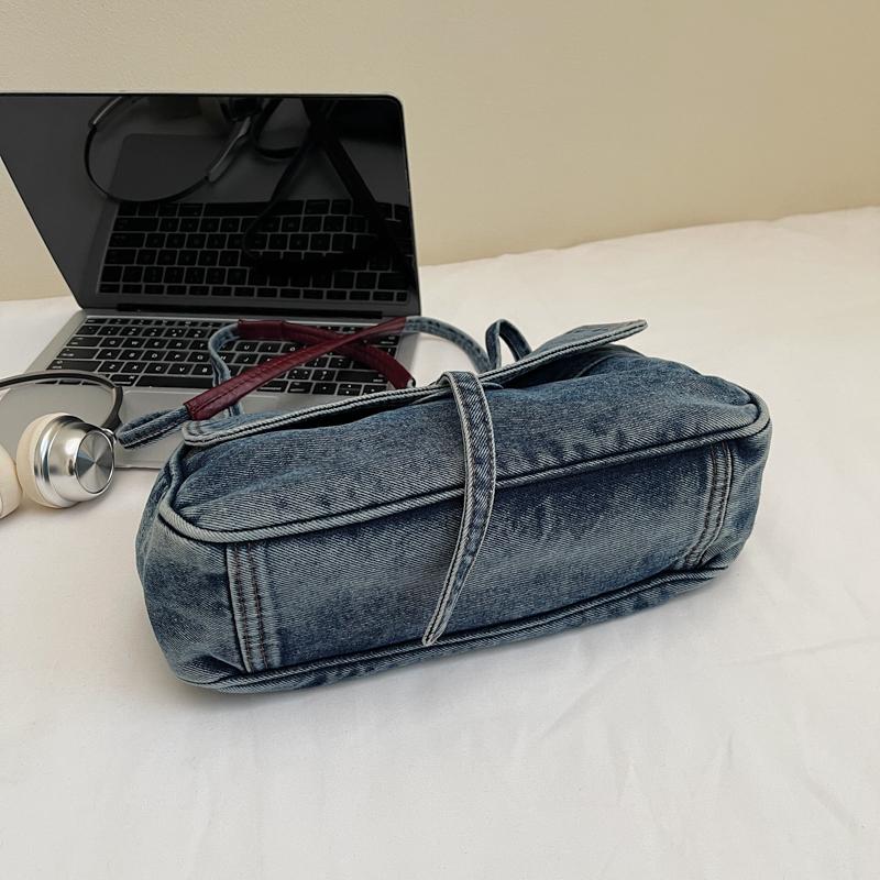 Vintage Denim Bag Women's Large Capacity Shoulder Bag Commuter Tote Bag