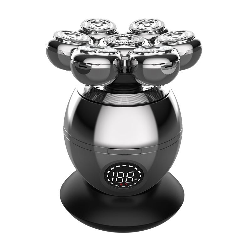 Elektrický holicí strojek 7D Plovoucí nožová hlava Nabíjecí základna Přenosný Pánský zastřihovač vousů Clipper Holicí strojek Lebka Vodotěsné holení