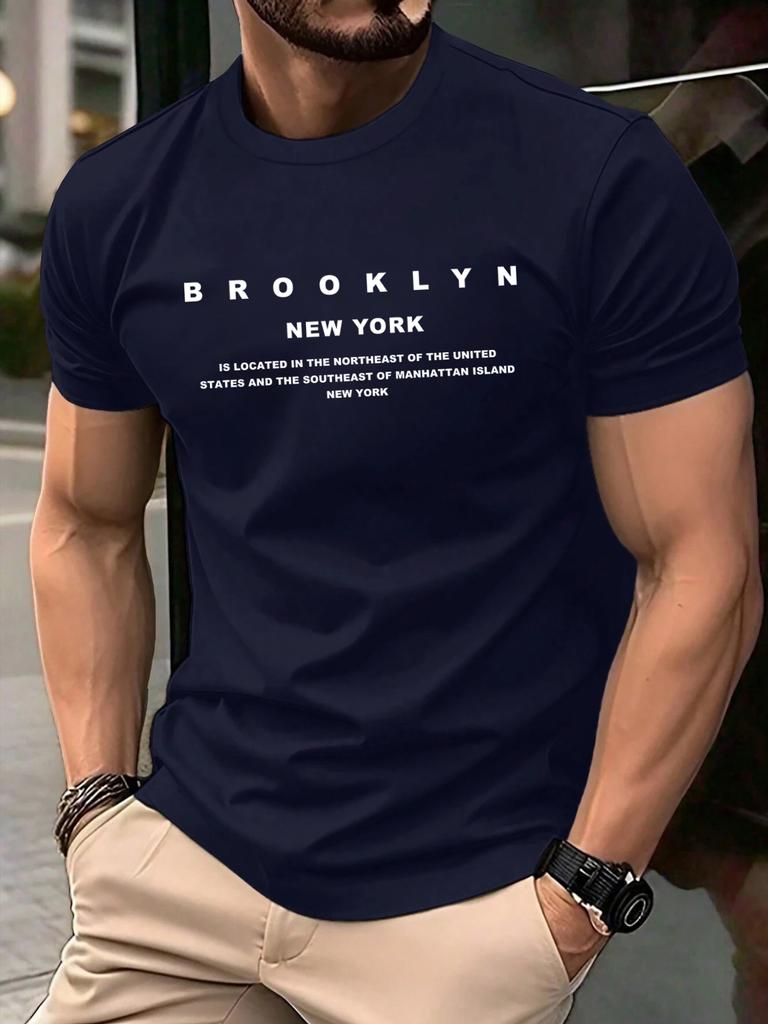 Brooklyn New York Letter Print Men T Shirts Summer Retro Hip Hop Short Sleeve Cotton Fashion Loose Clothes Unisex ONeck TShirt