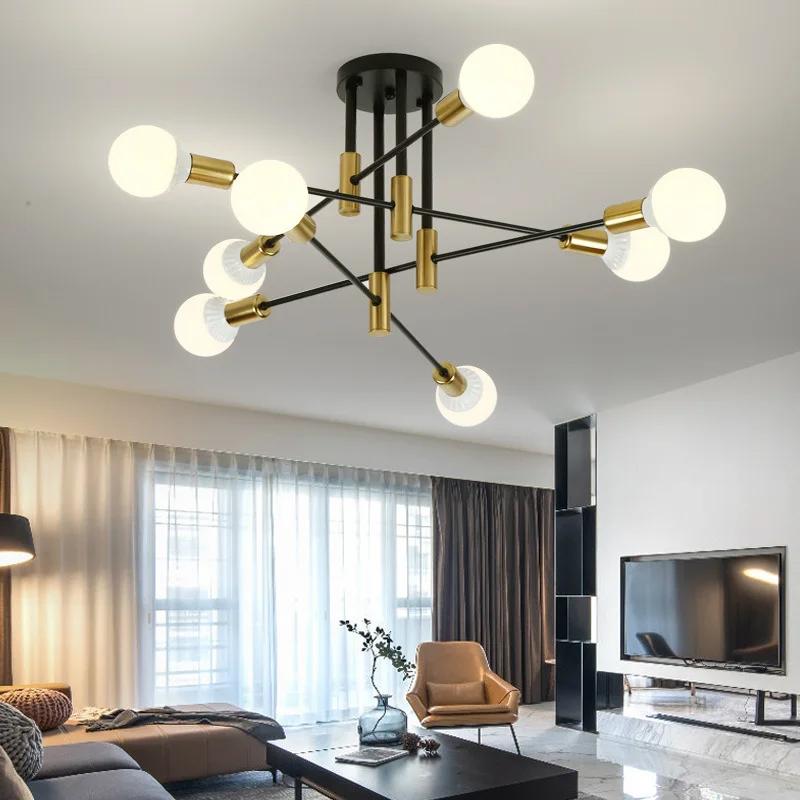 Iron Chandelier Lights Room Decor Gold Ceiling Light Bedroom Decoration Hanging Chandelier Living Room Pendant Lamps Kitchen