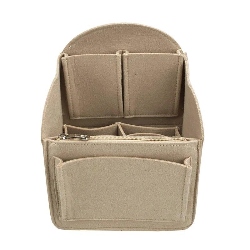 

Новый портативный органайзер для макияжа, фетровая сумка-вставка для сумочки, дорожная внутренняя сумочка, косметички, подходят для различных женских рюкзаков, сумок S- 26.5x19.5x12 cm бежевый