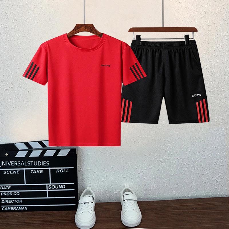 Boys' Summer Quick-Dry Shorts Set with T-Shirt - Sports Casual Outfit