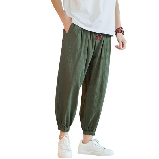 Men Summer Pants Chic Pockets Pleated Men Summer Pants Pure Color Men Harem Pants Men Summer Pants Male Clothes