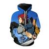 Sword Hero Anime Fleece Hoodie, Men's Thick Warm Autumn Winter Sweatshirt, Warrior Character Print Pullover for Anime Fan Meetups