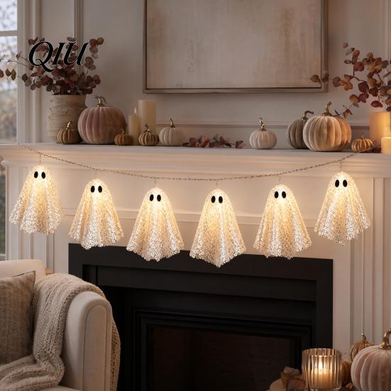 Indoor Outdoor Halloween Decor Glowing Ghost Hanging Decor, Spooky Light Up Ornament for Party Set Scene, Wall Window Decoration, Festive