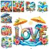 Summer Beach 5D DIY Full Drill Round Diamond Painting Kit for Home Wall Decor