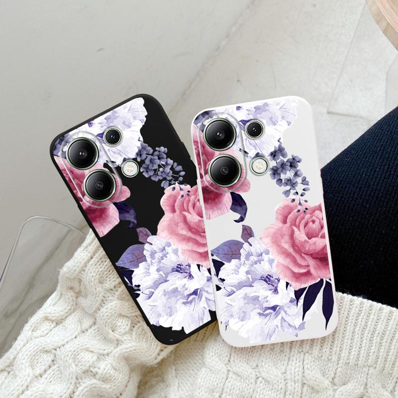 

Роскошный цветочный мягкий силиконовый чехол для Xiaomi Redmi Note 13 Pro 14C Samsung A55 M35 S24 FE iPhone Huawei Honor Realme Camera защитный противоударный чехол Samsung Galaxy S9 Plus